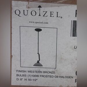 QUOIZEL MINI PENDANT LIGHT. WESTERN BRONZE FINISH. 50" HEIGHT. 8" WIDE PHO1508WT